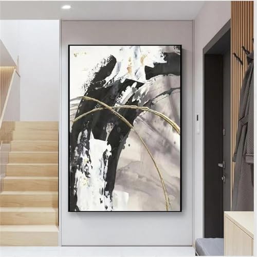 Impression sur toile pour mur géométrique abstrait avec cadre noir