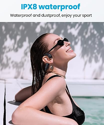 Image of Bone Conduction Headphones, Swimming Headphones Underwater Open Ear Built-in 32GB Memory IPX8 Waterproof for Swimming, Running, Cycling, Black