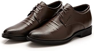 Battle Men Men's Elevator Shoes 2" Taller Lace up Faux Leather Formal Oxford Dress Footwear Removable Invisible Height Increasing Insole Formal Men