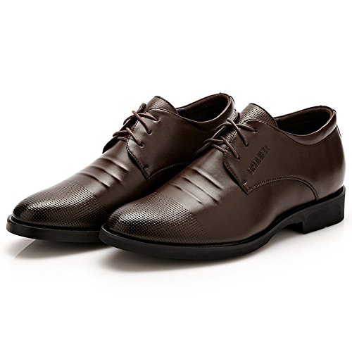Battle Men Men's Elevator Shoes 2" Taller Lace up Faux Leather Formal Oxford Dress Footwear Removable Invisible Height Increasing Insole Formal Men