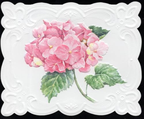 Image of Poster Foundry Pink Hydrangea Portfolio Boxed Note Cards by Carol Wilson. 10 embossed 4x5 Die-Cut Notecards and Matching Envelopes in Decorative Gift Box with Magnetic Flap. NCP2022