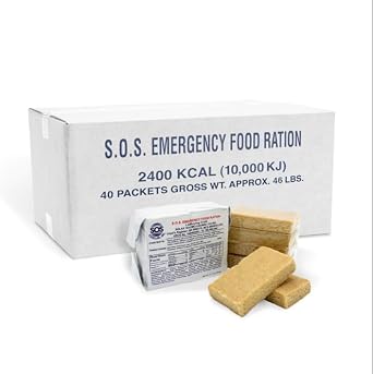 SOS Food Lab 2400 Calorie Emergency Food Bar Case of 40 | 5-Year Shelf Life, Kosher Certified Survival Rations | High Energy Disaster Preparedness Supply for Camping, Hiking, Emergency Kits & Preppers