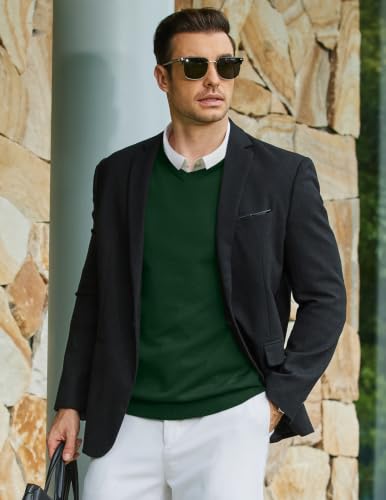 Image of COOFANDY Mens Casual V Neck Sweater Knit Slim Fit Long Sleeve Pullover Top