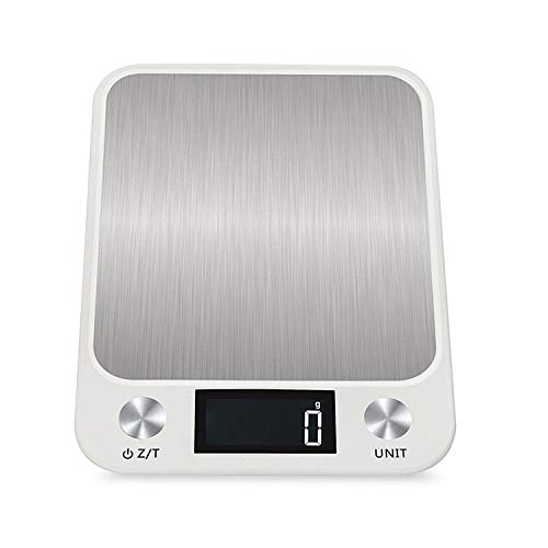 Digitale Küchenwaage, LCD-Lebensmittel-Kochwaage, ultradünnes Design, leicht zu reinigen, multifunktionale elektronische Haushaltswaage, (Farbe: Weiß, Größe: 10 kg/1 g) (weiß 5 kg/1 g)