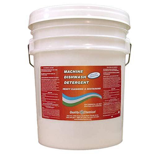 Quality Chemical Heavy Duty Liquid Alkaline Commercial Dishwasher Detergent - Industrial-Grade - Dissolves Food Stains, Grease, Grime and Residue - No Pre-Rinse - Ready-to-Use 5 Gallon Pail (640-oz)