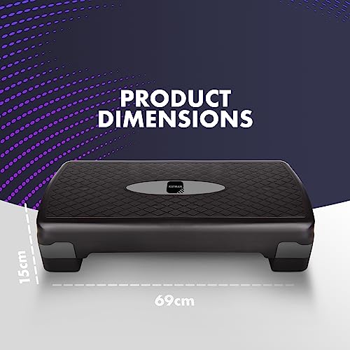 KAYMAN Exercise Steps – Fitness Stepper for Home & Gym, Suited for Aerobics, Cardio, Weights, Yoga, DVD Workout – Adjustable 2 Step Level Heights (10,15 cm) – Perfect Equipment for Fitness (Grey)