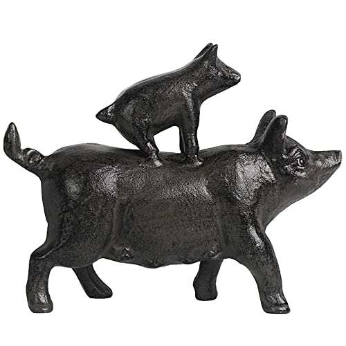 Estatua de cerdos apilados de hierro fundido de 5 pulgadas miniatura 2