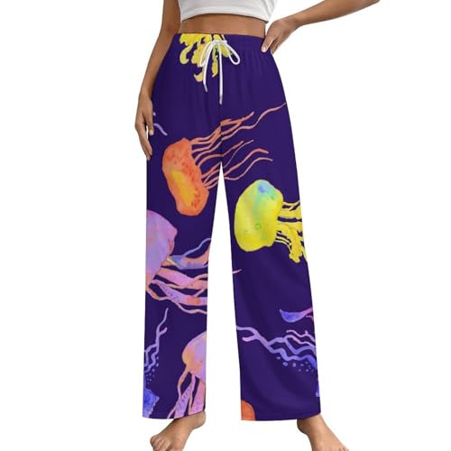 Pantalon de pyjama femme méduses colorées en taille S pour stopper l'inconfort nocturne