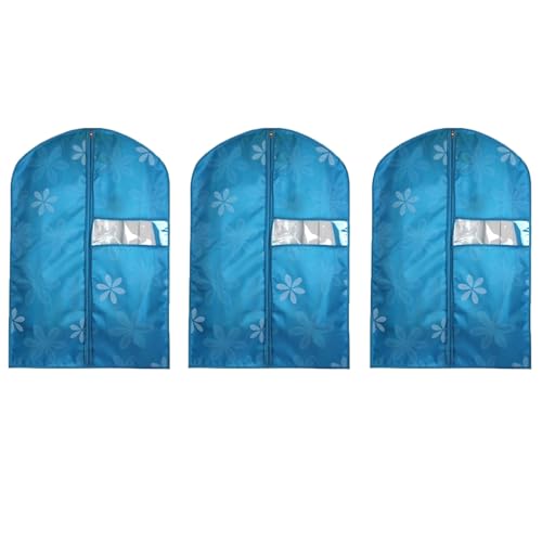Garment Bags for Hanging Clothes, 3 Pcs Suit Bags for Closet Storage, Coat Protector with Zipper, Garment Covers for Travel with Clear Window(Blue,58x125cm/23x49in)