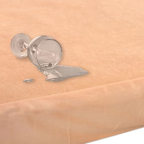 Image of The Furnishing Tree Medium /Diwan Size Mattress Protector 78x48 Inch | 100% Waterproof, Cotton Feel, Breathable & Hypoallergenic | Fitted Bed Cover (Fits Up to 10 inch) | 1 Year Warranty, Beige