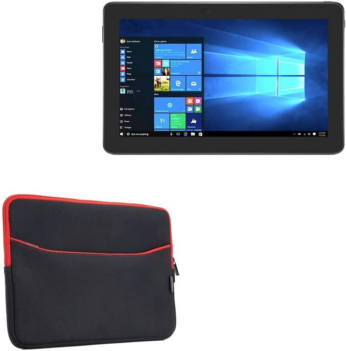 BoxWave Case Compatible with Dell Latitude 11 5179 (10.8 in) - SoftSuit with Pocket, Soft Pouch Neoprene Cover Sleeve Zipper Pocket - Jet Black with Red Trim