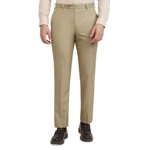 Image of Park Avenue Men Smart Fit Structure Pattern Polyester Blend Flat Front Formal Trouser