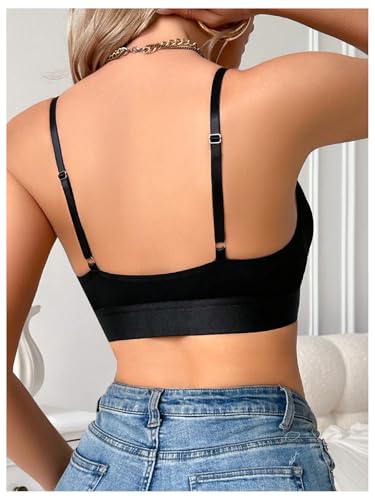 Image of MakeMeChic Lace Bralettes for Women Sexy Bras Sheer Deep V Front Closure Bra