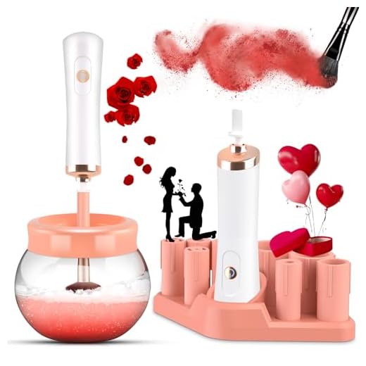 DOTSOG Makeup Brush Cleaner,Electric Makeup Brush Cleaner Machine with 8 Rubber Collars,Deep Cosmetic Automatic Brush Spinner for all brushes,Wash and Dry in Seconds, with 50ml Makeup Brush Cleanser