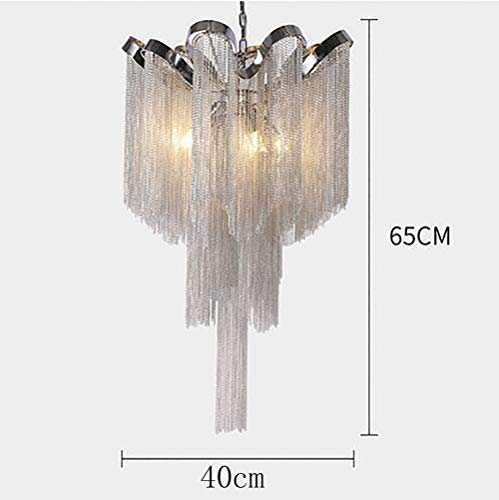 Gjsd European Style Modern Tassel Chandelier,With Wavy Tassel Aluminum Chain Decoration,Elegant And Gorgeous Indoor Ceiling Chandelier-Chrome And Silver Aluminum Chains 40 * 65Cm #TOP7