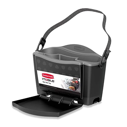 Rubbermaid Automotive Back Seat Organizer/Hanging Car Caddy with Folding Tray Table and Cup Holders