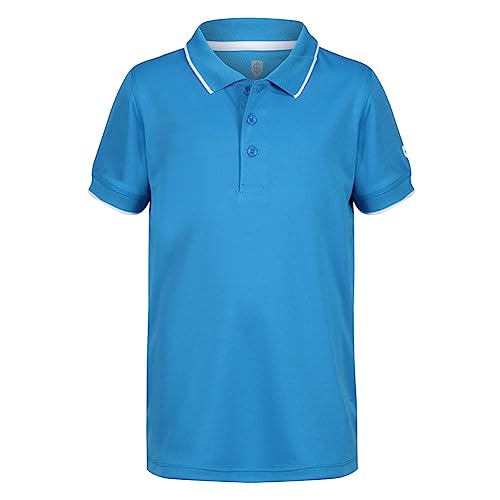 Image of Island GREEN Boy's Performance Wicking Polo Shirt Top Golf Shirt, Sky Azure, 13 Years