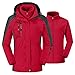 Produktbild donhobo Damen Outdoor 3-in-1 Skijacke, Zweiteilige Winterjacke mit Fleecejacke, Winddicht Wasserdicht Freizeitjacke Warm Mantel Jacke mit Kapuze Rot L