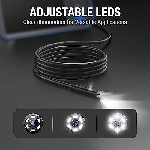 Dual Lens Endoscope Camera with Light, Teslong 4.5" HD Snake Borescope Inspection Camera, Automotive Scope Cam with Flexible Cable, Home Waterproof Fiber Optic for Sewer Drain Pipe (16.5FT)