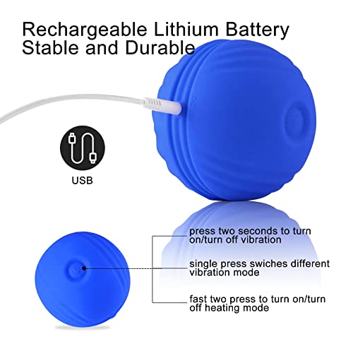 Vibrating Massage Ball, 4-Speed Massage Roller, Heating And Waterproof Massage Ball, Deep Tissue Massager For Myofascial Release For Fitness Yoga, Massage Ball For Trigger Point Therapy (Blue) #TOP4