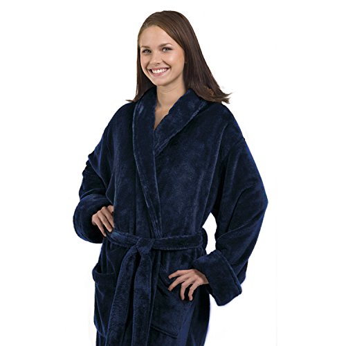 RP2007-NAVY-OS Tahoe Micro Fleece Shawl Collar Robe, One Size, Navy
