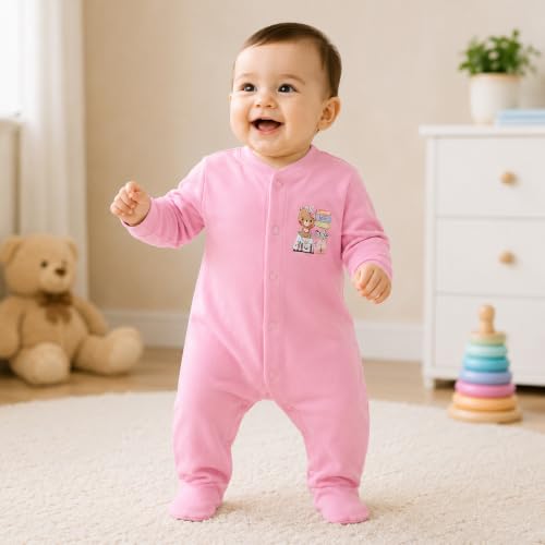 Image of DADDY - G 100% Cotton Baby Rompers Pack of 3 | Newborn Baby Sleepsuit | Full Sleeve Jumpsuit | Baby Night Suit | Infant Bodysuit for Boys & Girls | Soft Breathable Clothing