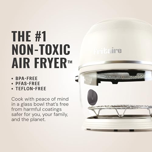 Non-Toxic Air Fryer - 5 Quart Glass with 360 Visibility, Self-Cleaning, Vortex 400 F, BPA Free, Teflon Free, 6 Functions