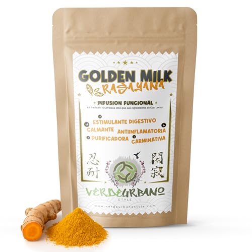 GOLDEN MILK - LECHE DORADA | RASAYANA | Infusión funcional 100% especias naturales | Rinde de 16 a 30 tazas | 60 g.