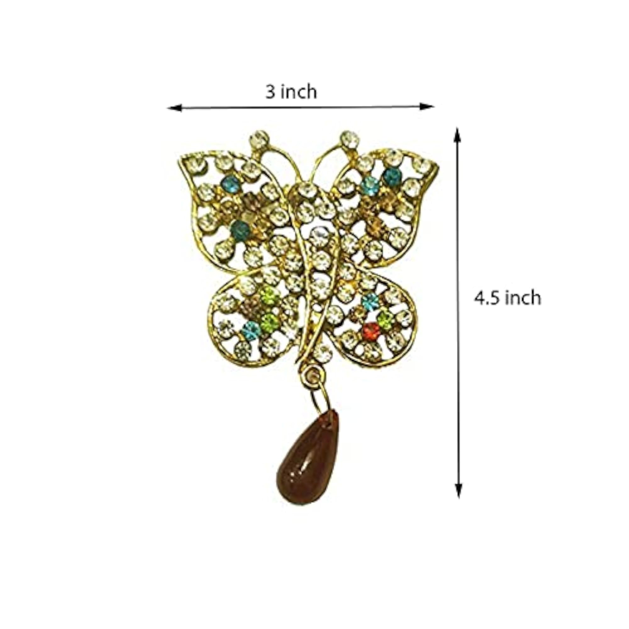 Traditional Indo Western Butterfly Shape Brooch, Gift for Girls