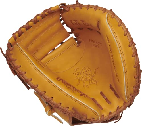 Foto von Rawlings Herren PROCM33T Heart of The Hide Catchers Baseball-Handschuh, 83,8 cm, rechte Hand, 83 cm-1 Stück solides Netz-Hellbraun, Einheitsgröße