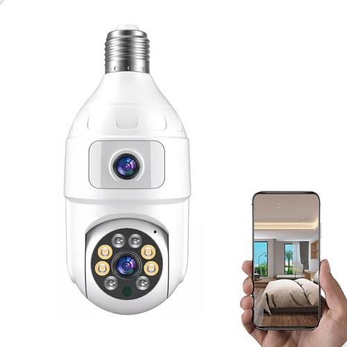 Câmera Lampada Dupla de Segurança WiFi Lâmpada 360° com Visão Noturna e Lentes Duplas Full HD 8MP: I