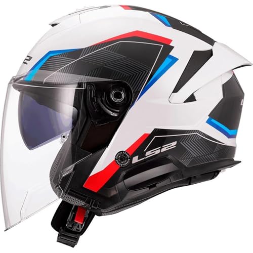 LS2, Casco Moto Jet VERSO II AIR White Blue Red, XL