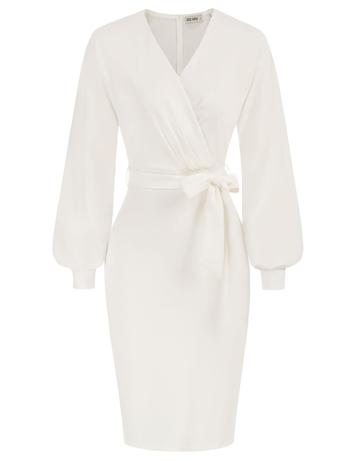GRACE KARIN Women's Work Pencil Dress Wedding Guest Office Dresses Cocktail Party Long Sleeve