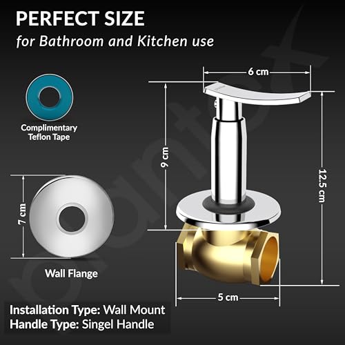 Image of Plantex Pure Brass 25 mm Toilet Flush Valve for Toilet with Teflon Tape & Brass Wall Flange for Commercial & Residential Use-(Star, Chrome)