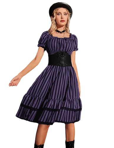 Image of Scarlet Darkness Women Goth Steampunk Pirate Corset Midi Dress