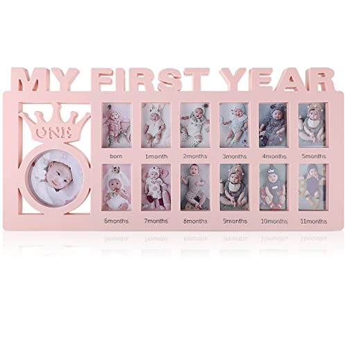 Newborn Baby Picture Frame My First Year Frame Baby Photo Frame 12 Month Baby Keepsake Frames Monthly Milestone Desktop Picture Frame For Photo Memories Baby 1St Birthday Mothers Day Gift (Pink) #TOP24
