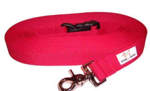 DOGS and MORE  Correa de perro EXTENSIBLE y con lazo de mano para abrir / correa de entrenamiento / correa de adiestramiento = > 10 Metros en Rojo