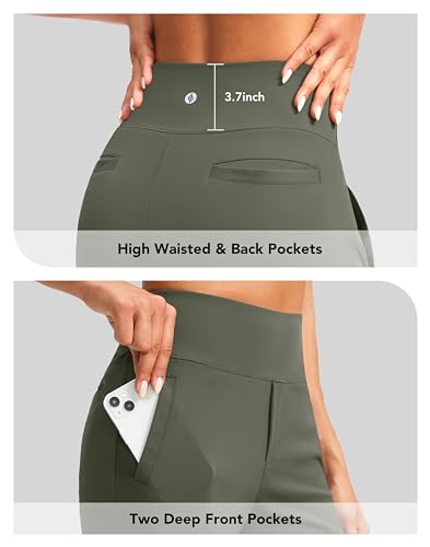 Image of SANTINY Women's 9 inch High Waisted Bermuda Shorts with 4 Pockets Knee Length Long Shorts for Women Workout Athletic Casual