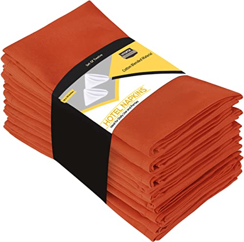 Utopia Kitchen Orange Cloth Napkins [12 Pack, 18X18 Inch] Cotton Blend Washable And Reusable Table Dinner Napkins For Hotel, Lunch, Restaurant, Weddings, Event And Parties #TOP18