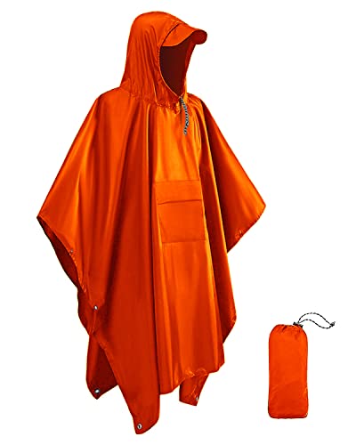 Wasserdichter Poncho für Erwachsene, leicht, wiederverwendbar, Regenponcho für Erwachsene, wasserdicht, für Outdoor, Wandern, Camping, Radfahren, Reisen,...