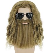 RightOn Blonde Wig for Men Beard Wig for Cosplay Long Curly Wig Ash Blonde Wig Party Wig for Men ...