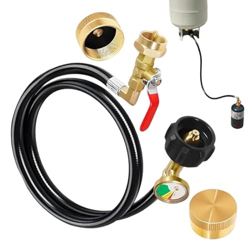 Kit De Recarga De Botella De Propano: Adaptador De Manguera De Extensión De Latón De 90 Cm, Manómetro Y Regulador Integrados, Conexión Confiable Para Botellas De Gas Pequeñas, Diseño Portátil Y Durade