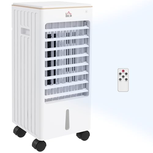 HOMCOM 3 in 1 Mobile Luftkühler mit Wasserkühlung und Luftbefeuchtung 3L Wassertank...