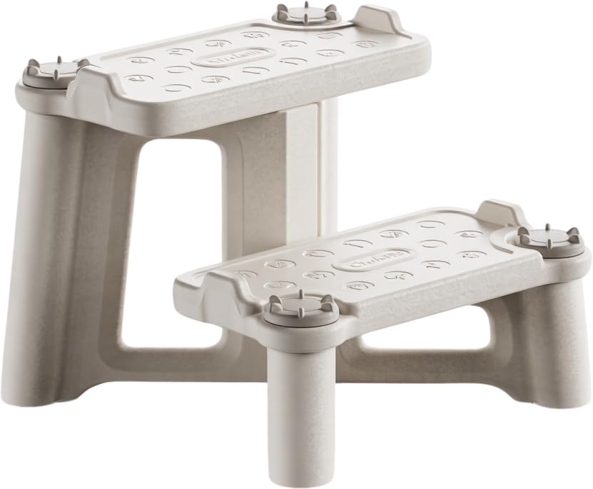 Kids Step Stool for Toddlers - Dual Height Potty Training Stool for Bathroom Sink &amp; Kitchen, Non-Slip 2 Step Stool, Holds up to 200lbs, Sturdy Safety Helper for Kids (Gray White)