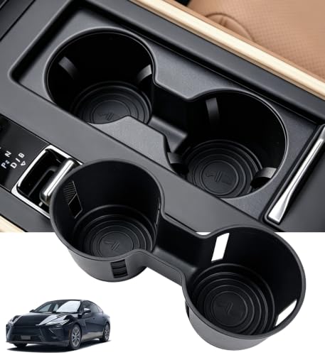 Image of Center Console Cup Holder Inserts for Lexus ES /ES350e /ES350h /ES500e 2026+, Interior Accessories Silicone Car Cup Holders Covers Protector for 2026+ ES, Black