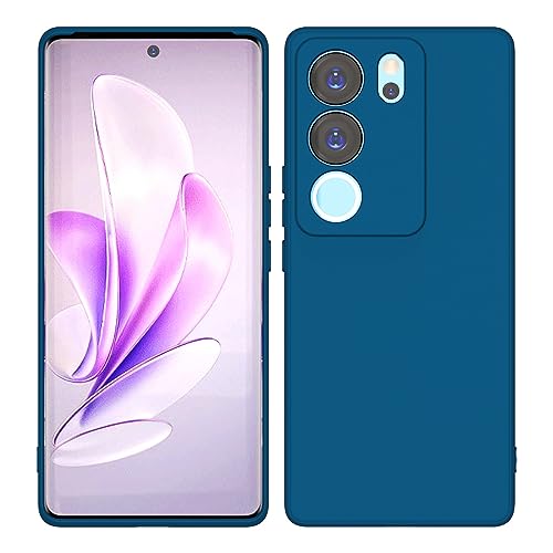 Image of Kapa Matte Protective Lens Flexible Back Cover for VIvo V29 / V29 PRO (5G) | Slim Silicone with Soft Lining Shockproof Full Body Bumper Case (Blue)