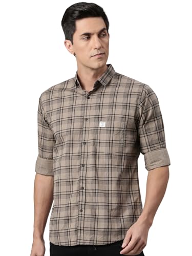 Image of Majestic Man Men's Comfort Slim Fit Pure Cotton Opaque Checked Casual Shirt