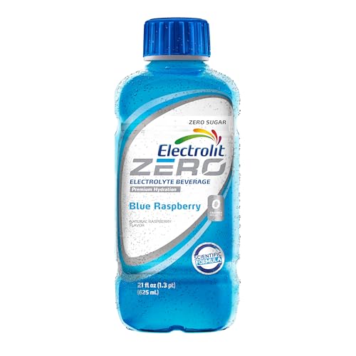 Electrolit Zero, Electrolyte Beverage, Blue Raspberry, 21 Fl Oz bottle (Pack of 12)