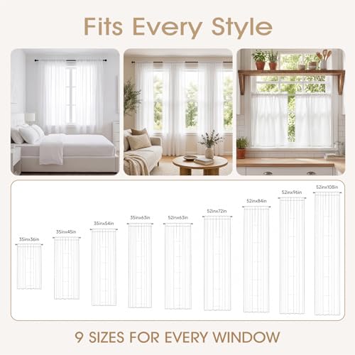 White Sheer Curtains 84 Inches Long for Bedroom, Privacy Sheers, 2 Panels | Window Sheers for Bedroom & Living Room, Non See Through, Pet Friendly, Rod Pocket, Daylight In, Street View Blocked - image 8