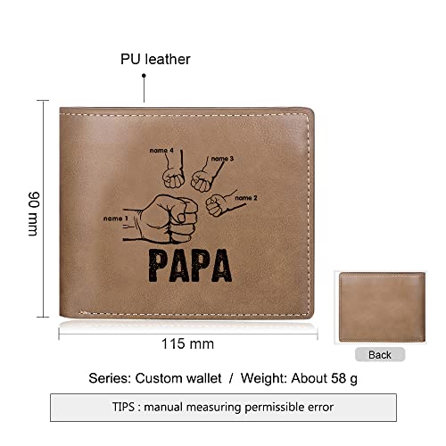 Dad Wallets Fathers Day Gift Personalized Mens Photo Wallet Custom Fist Name Wallet for Papa Custom Picture Leather Slim Bifold Wallet for Daddy Husband (PAPA- 4 Names)2